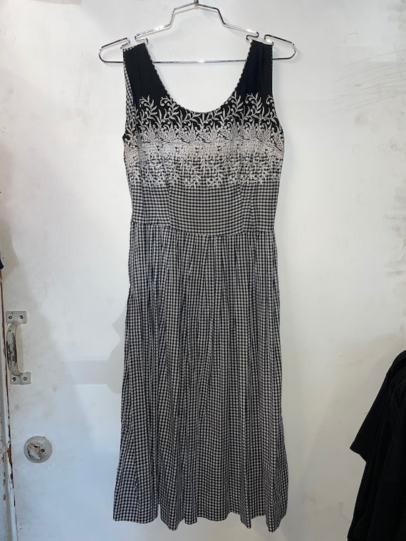 1950s Black and White Gingham Sundress