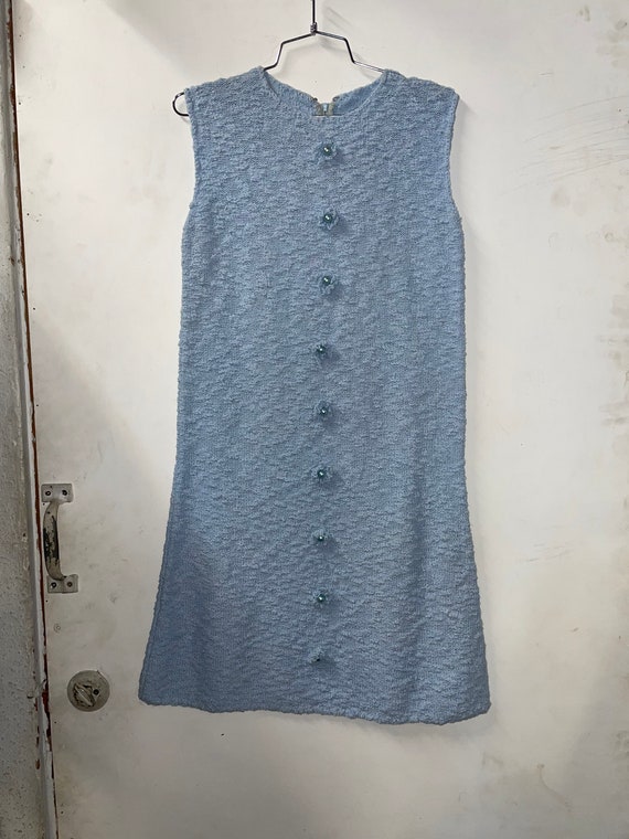 1960s Powder Blue Mod Sweater Knit Dress - image 1