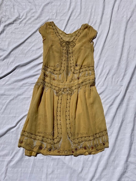 1920s Yellow Flapper Dress - image 1