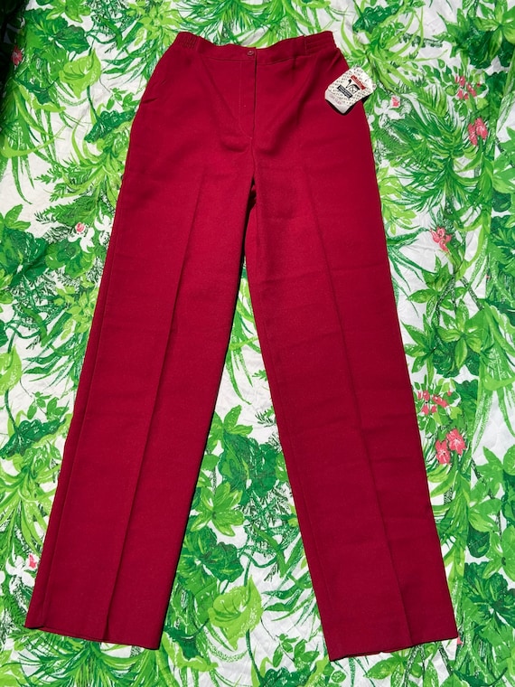 1970s Dead Stock Relaxed Fit Maroon Slacks - image 1