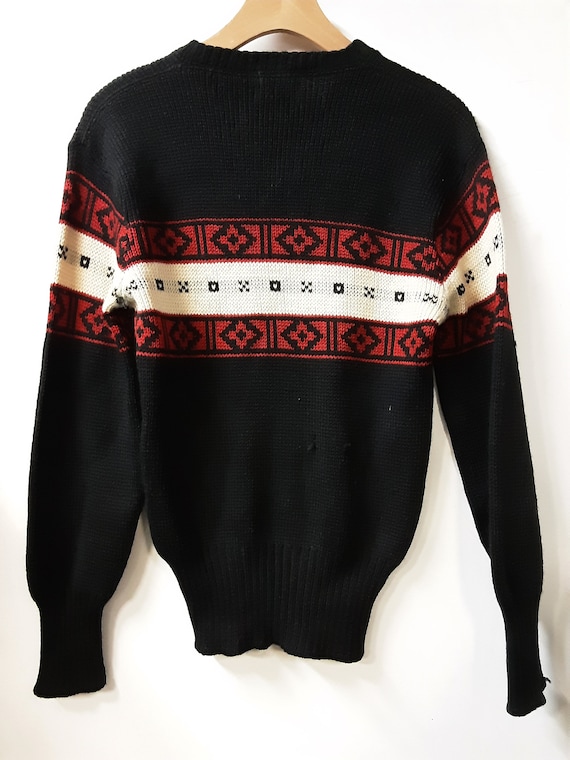 1950s Black Wool Ski Sweater with Wind Collar