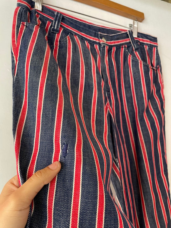 Mens 1960s/70s Red Striped Jeans - image 5