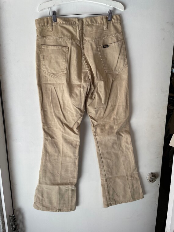 Mens 1970s Tan Flare Jeans - image 4