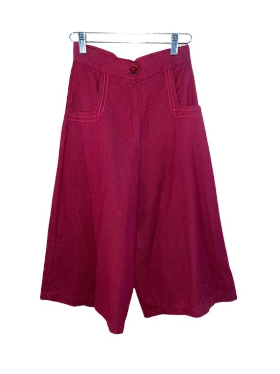 1970s Maroon Wool Gauchos - image 1