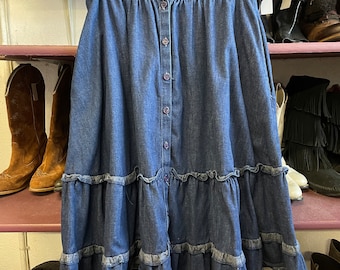 1970s Gunnies Denim Prairie Skirt