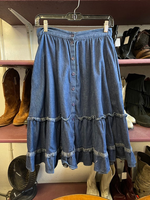 1970s Gunnies Denim Prairie Skirt