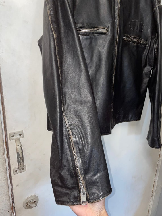 Mens Von Dutch Cafe Racer Leather Jacket - image 3