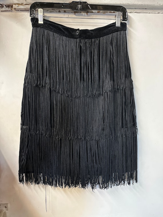 1950s Black Velvet Fringe Skirt