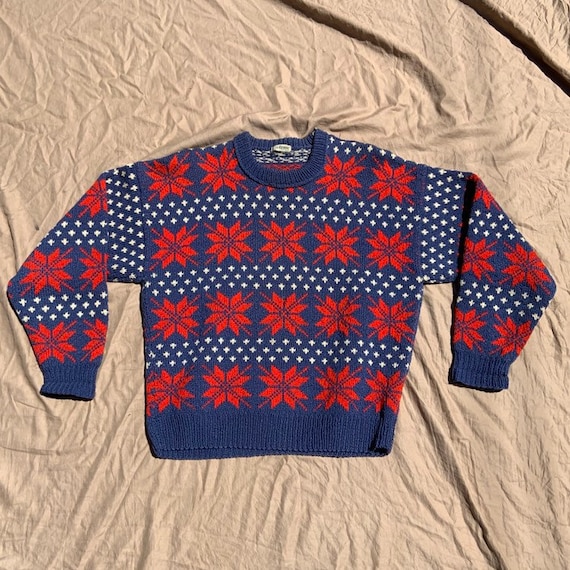 1950s Blue and Red Ski Sweater