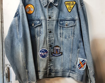 1990s XL Denim Jacket with Patches