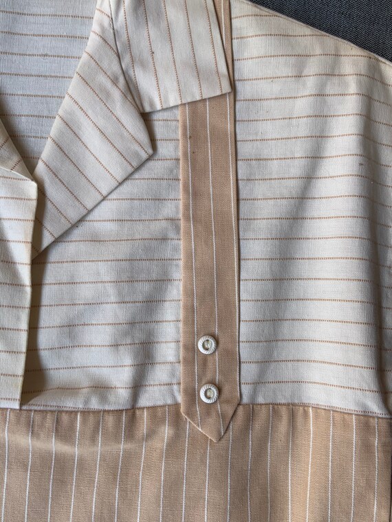 1950s Beige And Brown Pinstriped Two Piece Skirt … - image 4