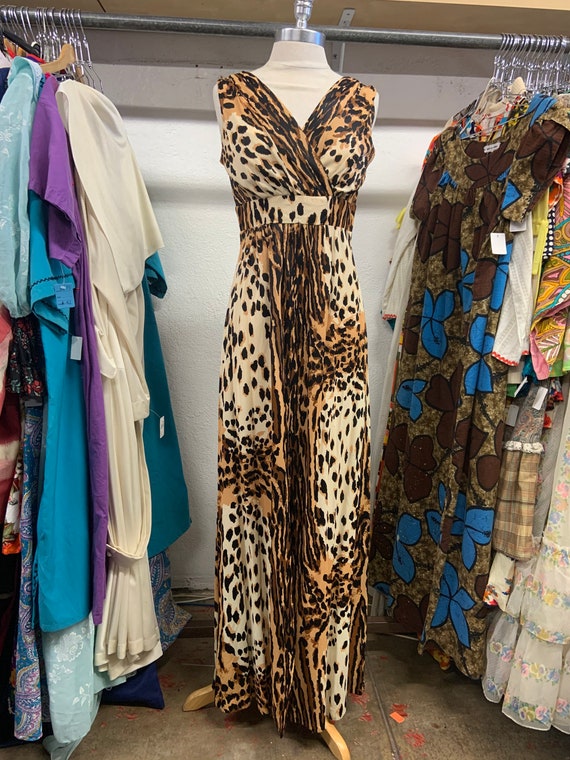 1970s Cheetah Print Maxi Dress