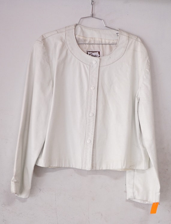 1980s Ladies White Leather Mod Jacket