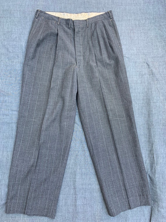 1940s Gray Wool Pinstriped Trousers
