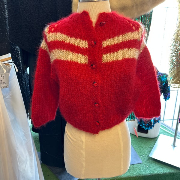1950s Ladybug Crop Mohair Sweater