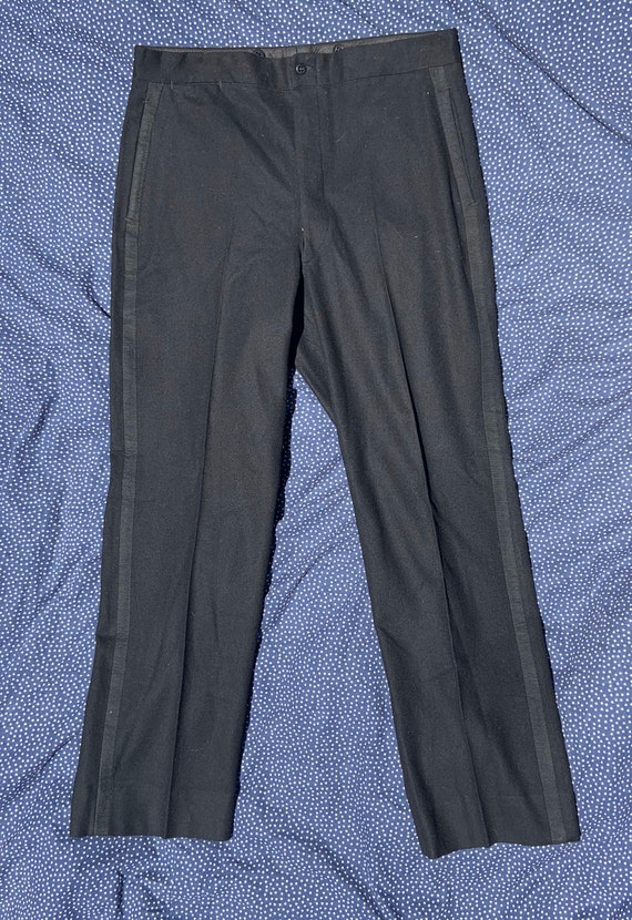 1930s Black Wool Tuxedo Pants