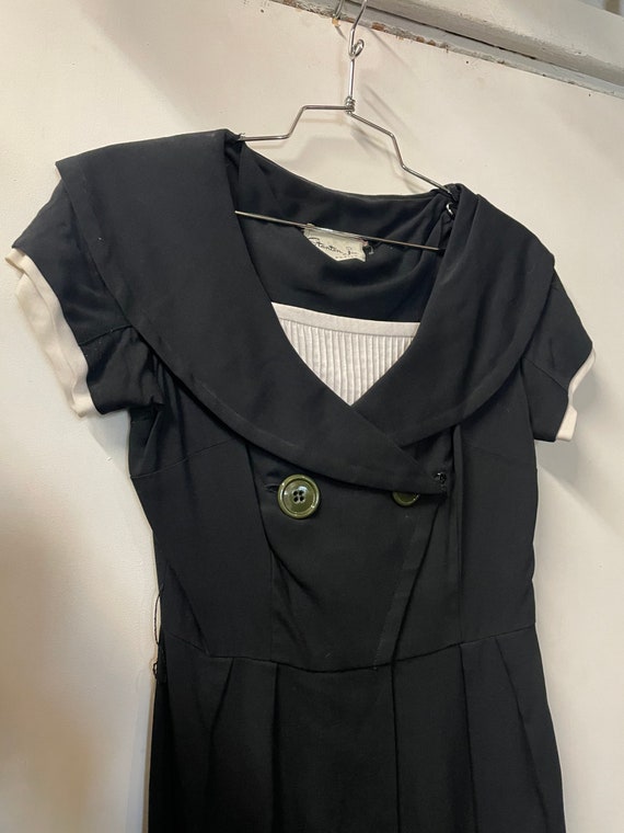 1950s Black and White Sailor Style Dress - image 2