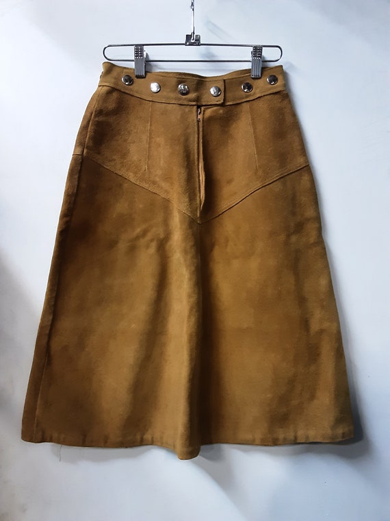 1960s Suede Studded Skirt - image 3