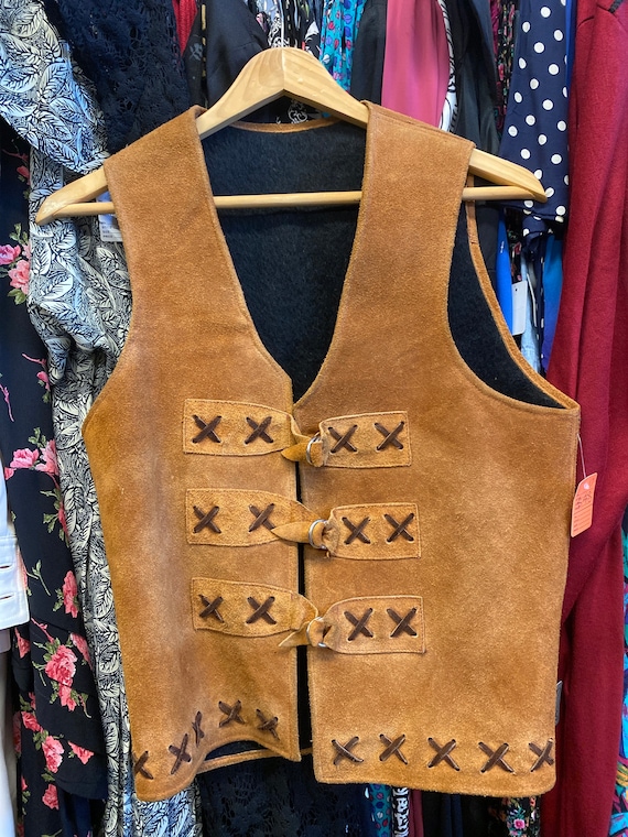 1960s D ring suede vest