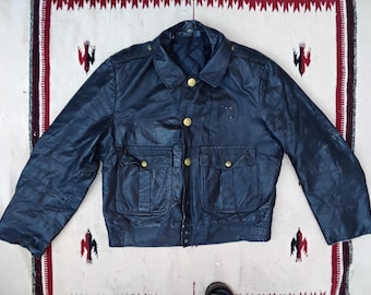 Vintage 60's Chicago Police Heavy Motorcycle Black Leather Jacket