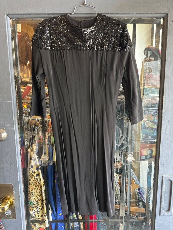 1950s Sequined Black Dress