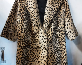 1960s Faux Leopard Fur Coat