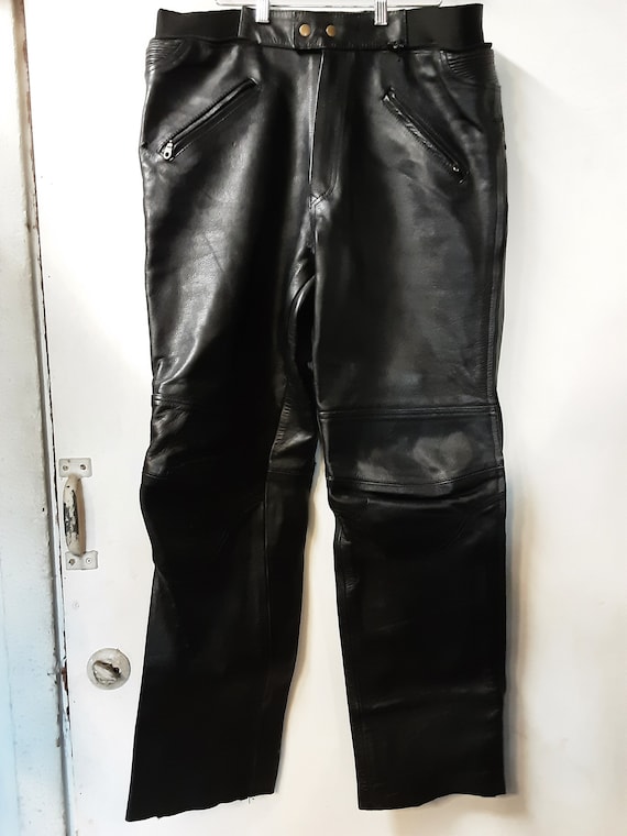1990s Cortech Black Leather Motorcycle Pants