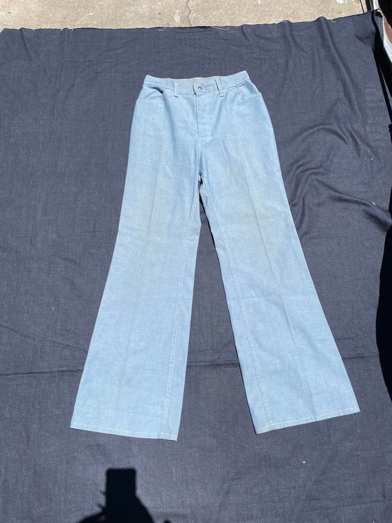 70s Woman's Light Denim Flare Jeans | Etsy