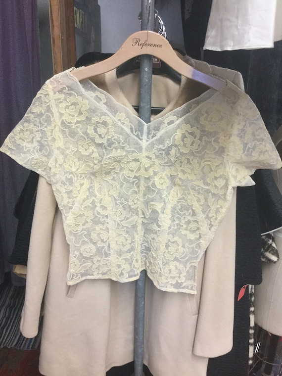 1950s Sheer Lace Ecru Ivory Nylon Blouse