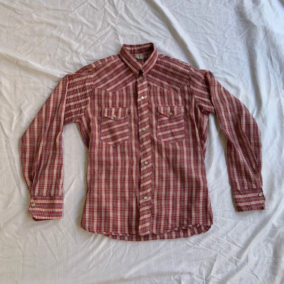 1960s Red Plaid Western Shirt