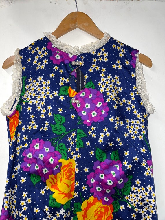 1970s Blue Floral Maxi Dress - Gem
