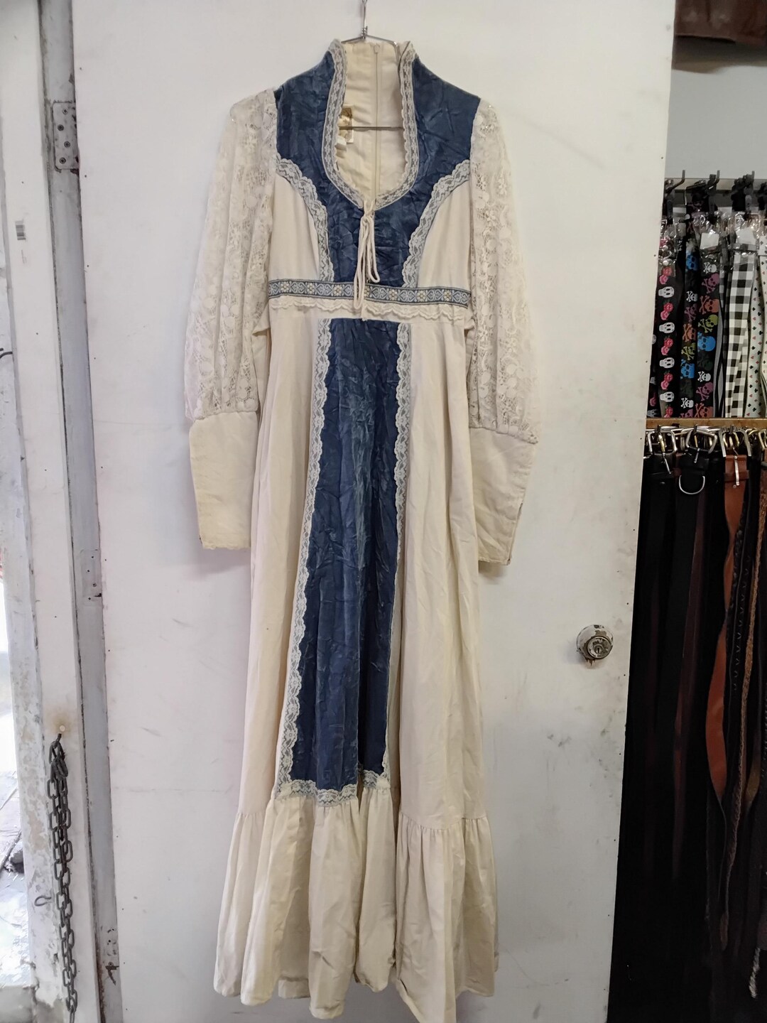 Vintage 1970s Gunne Sax Lace Sleeve Velvet Panel Maxi Dress - Etsy
