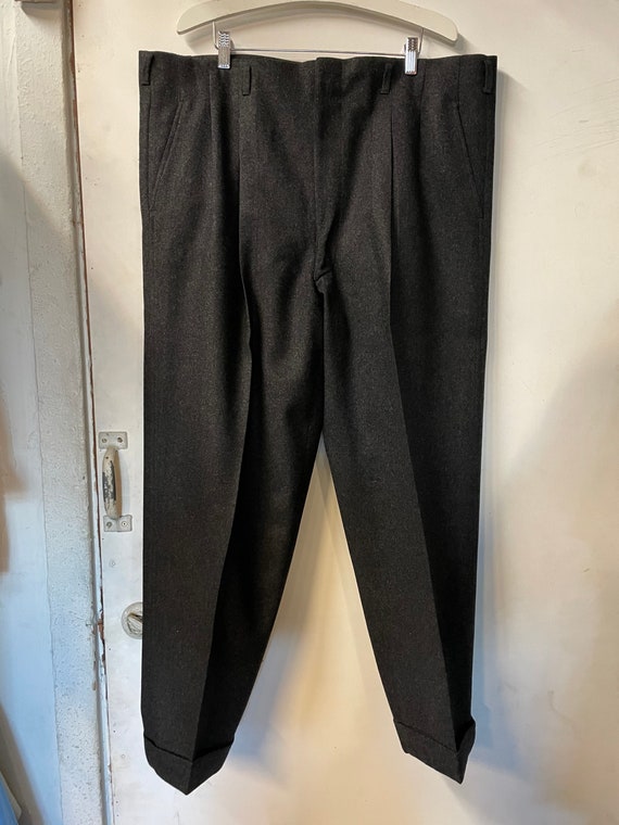 1940s/ 1950s Charcoal Wool Trousers - Gem