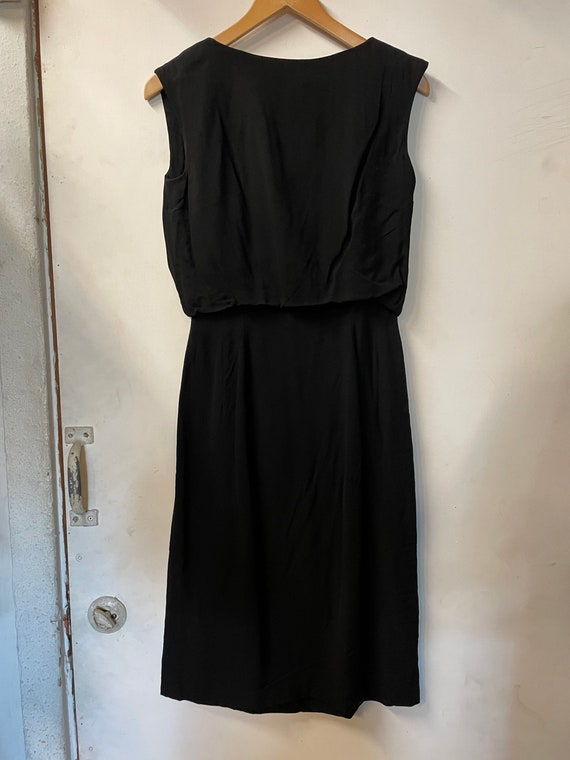 1950s Black Sleeveless Crepe Dress