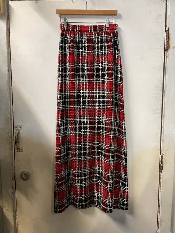 1960s Red Black and Red Wool Skirt