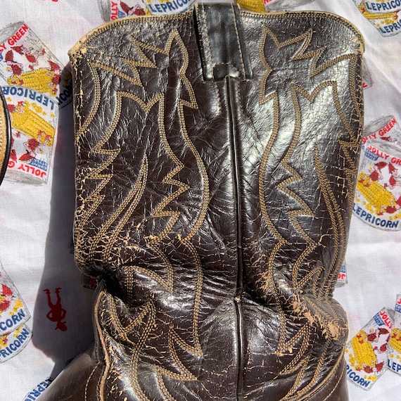 1950s Dark Brown Leather Cowboy Boots - image 2