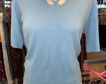 1950s Short Sleeve Light Blue Sailor Sweater