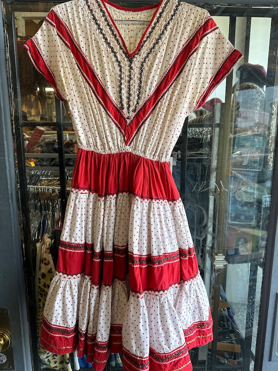 1950s Ric Rac Polka Dot Patio Dress