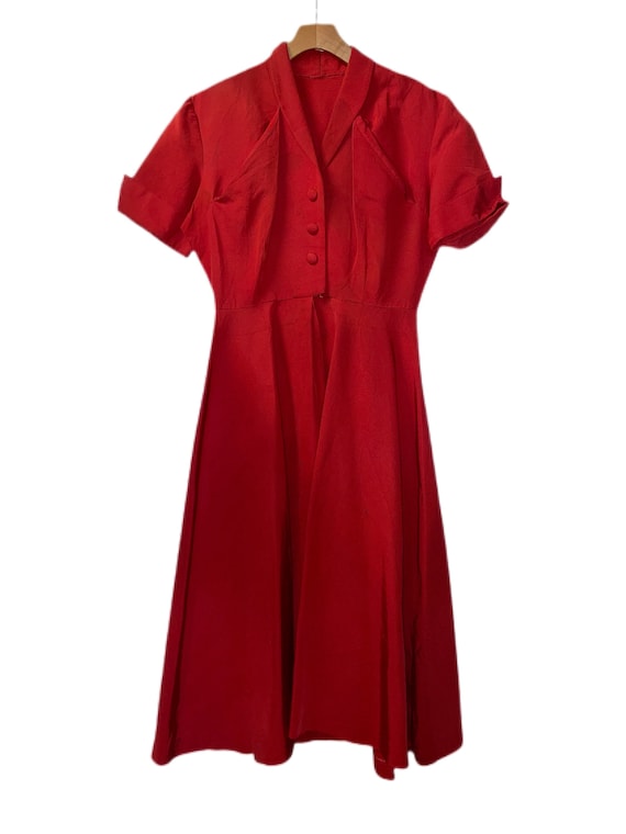 1950s Red Full Skirt Dress