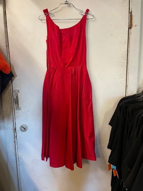 1950s Rayon Acetate Red Dress - image 4