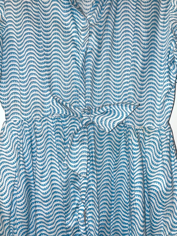 1950s Blue and White Cotton Day Dress - image 7