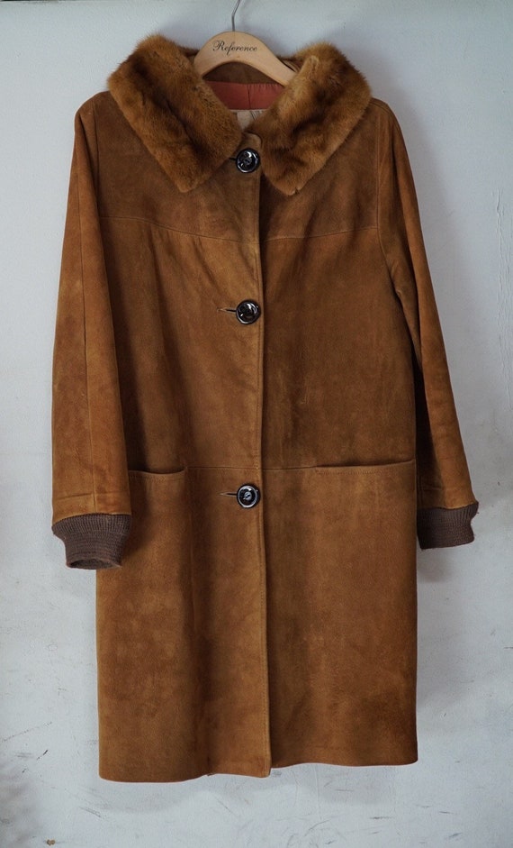 1960’s Ladies Suede Jacket with Real Fur and Full… - image 1