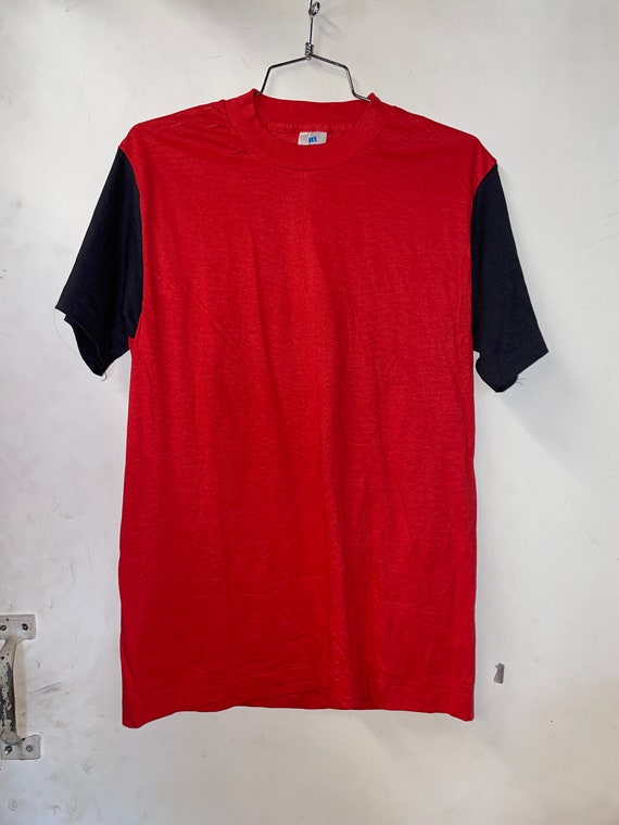 1970s Red T-Shirt with Black Sleeves