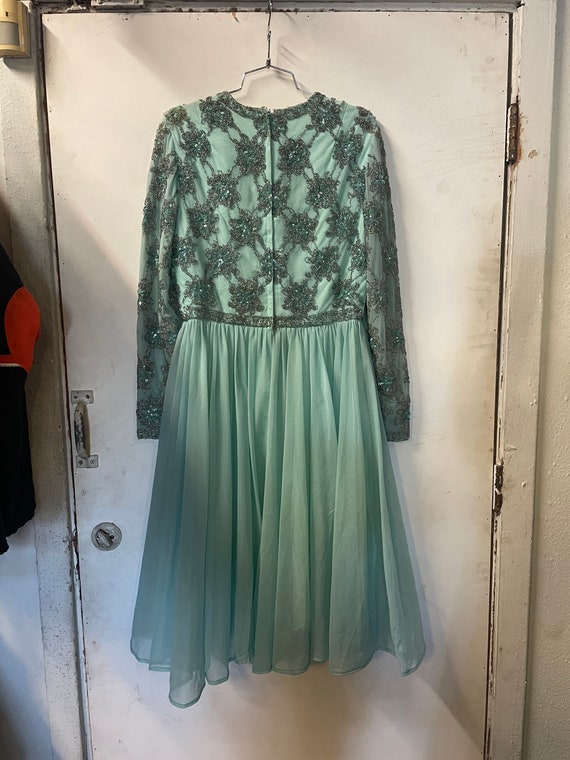 XS 1960s Beaded Black Velvet Dress main image 1