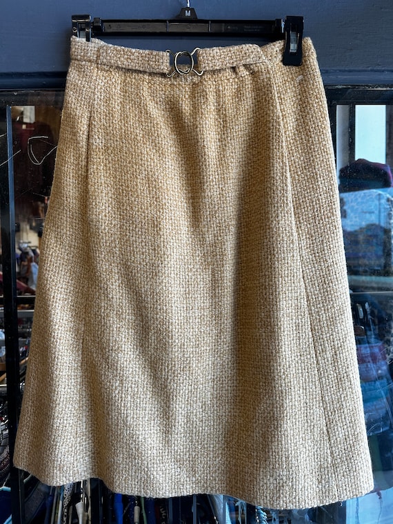 1960s Designer Style Yellow / Tan Skirt