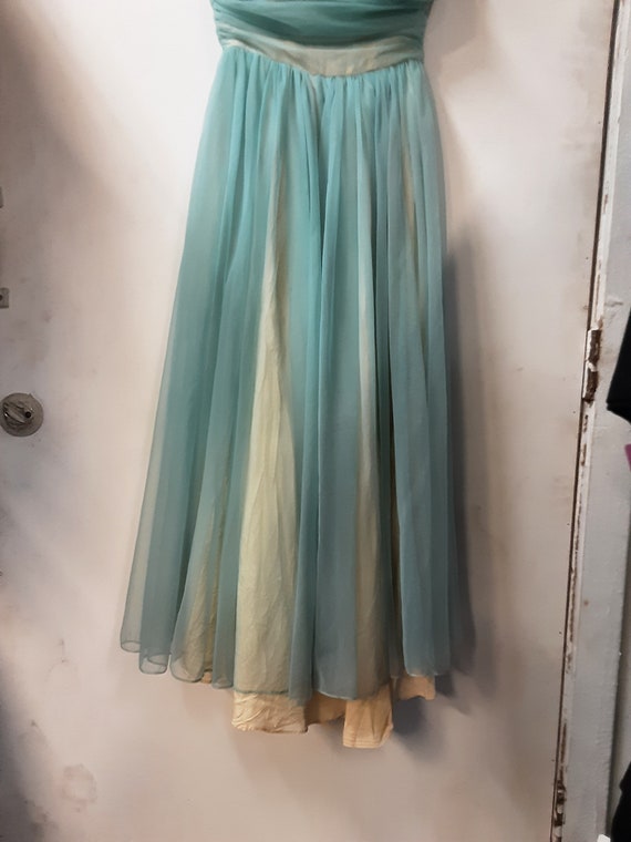 1950s Light Blue Chiffon Formal Dress - image 3
