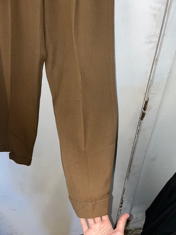 1950s Womens Brown Flat Front Side Zip Trousers - image 5