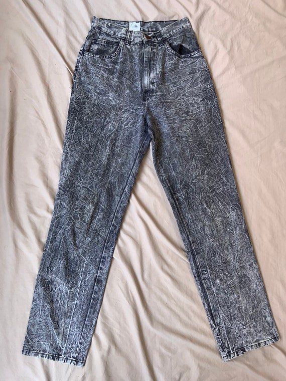 1980s Black Acid Washed High Waist Jeans