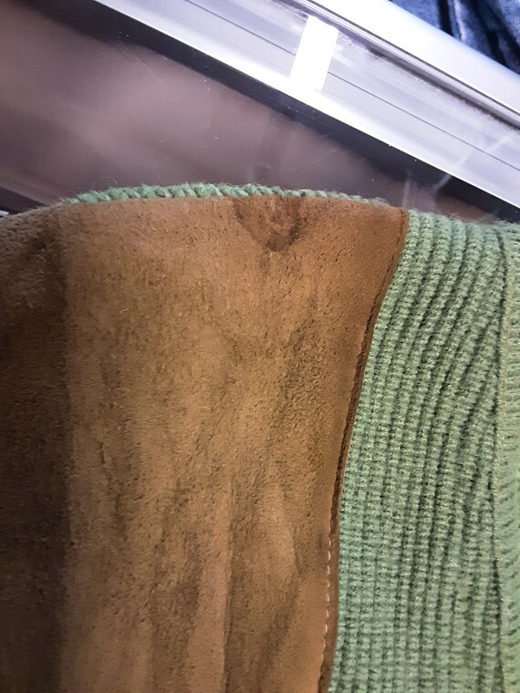 1960s Green Suede Paneled Sweater - image 7