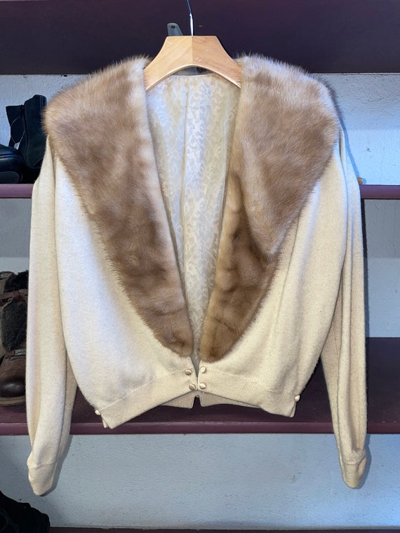 1950s Mawrice Bruder Detachable Fur Collar Cardiga